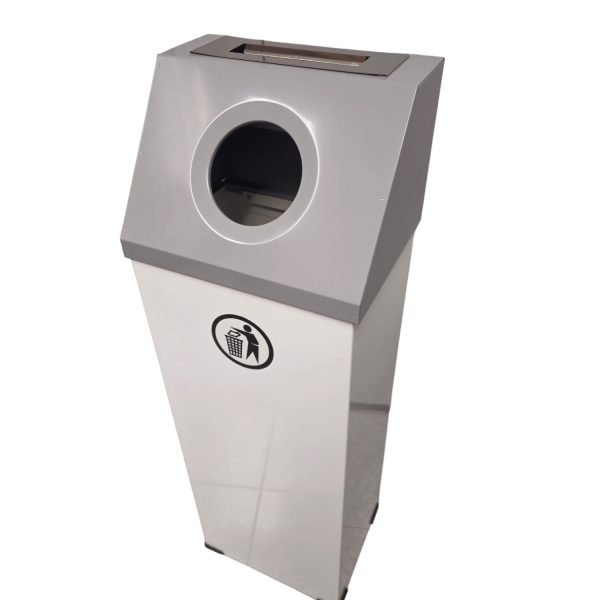 Papelera con cenicero en acero inox